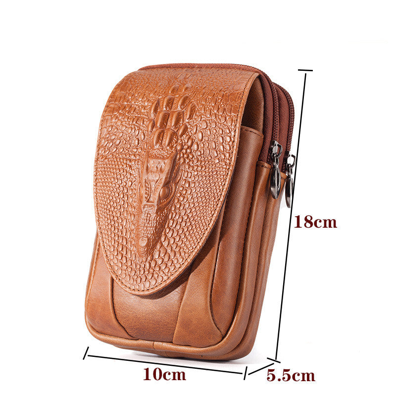 Leather Men&#39;s Mobile Phone Pockets Vertical Multi-function