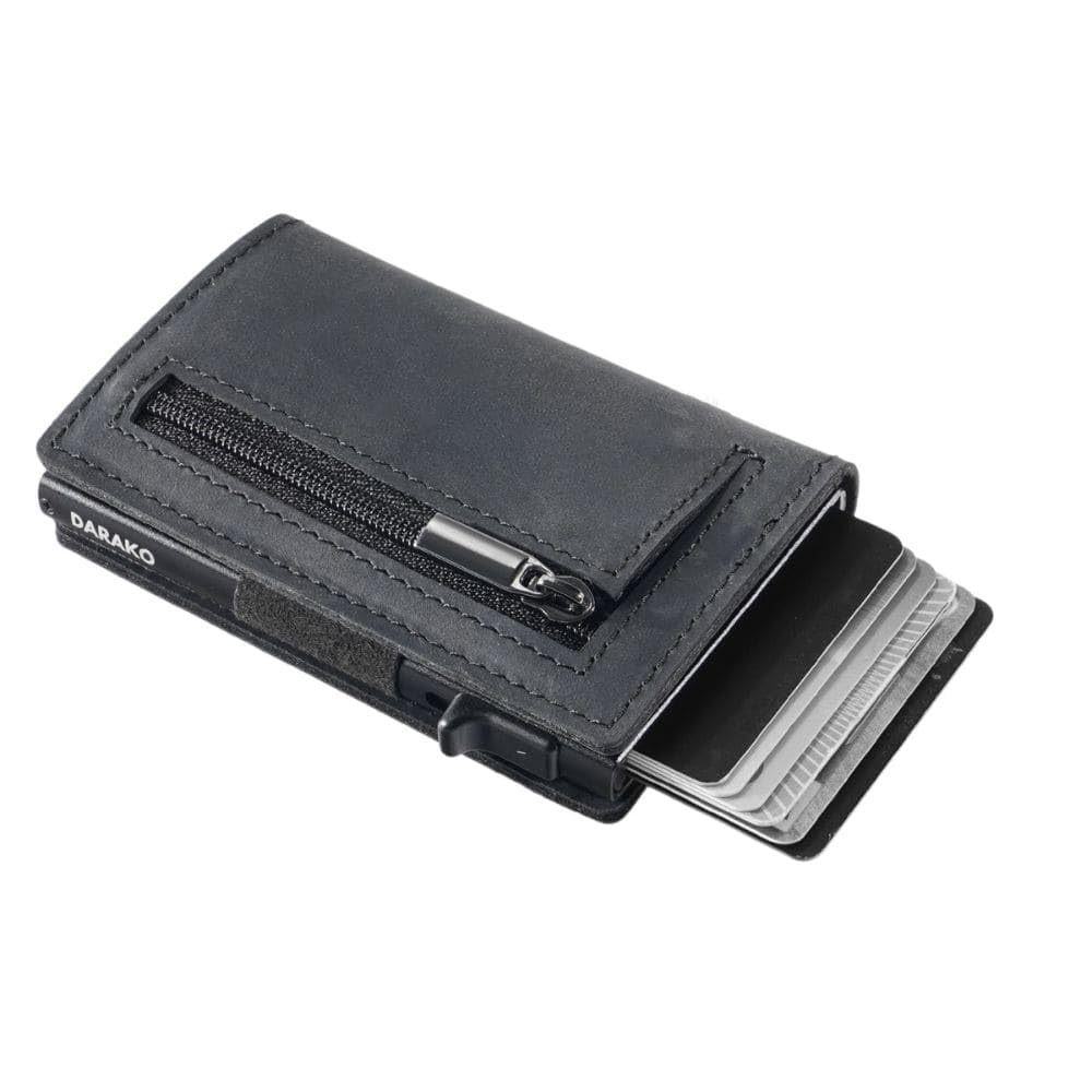 Top Layer Crazy Horse Skin Men&#39;s Wallet Automatic Pop Card Aluminum Box
