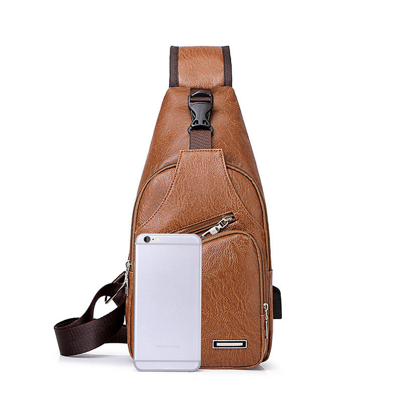 Casual Fashion Men&#39;s USB Charging Chest Bag