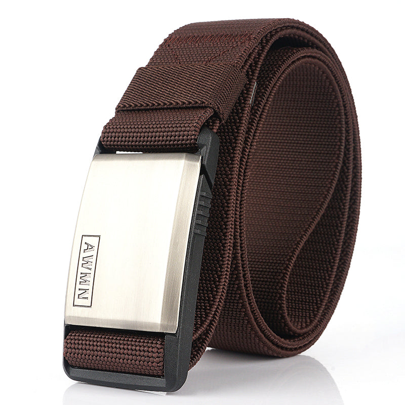 Automatic buckle elastic canvas belt