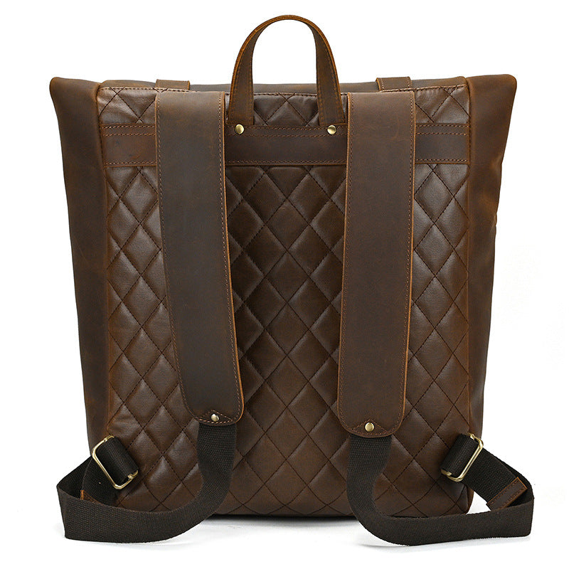 Retro Genuine Leather Backpack Men&#39;s Large-capacity Student First Layer Cowhide Travel