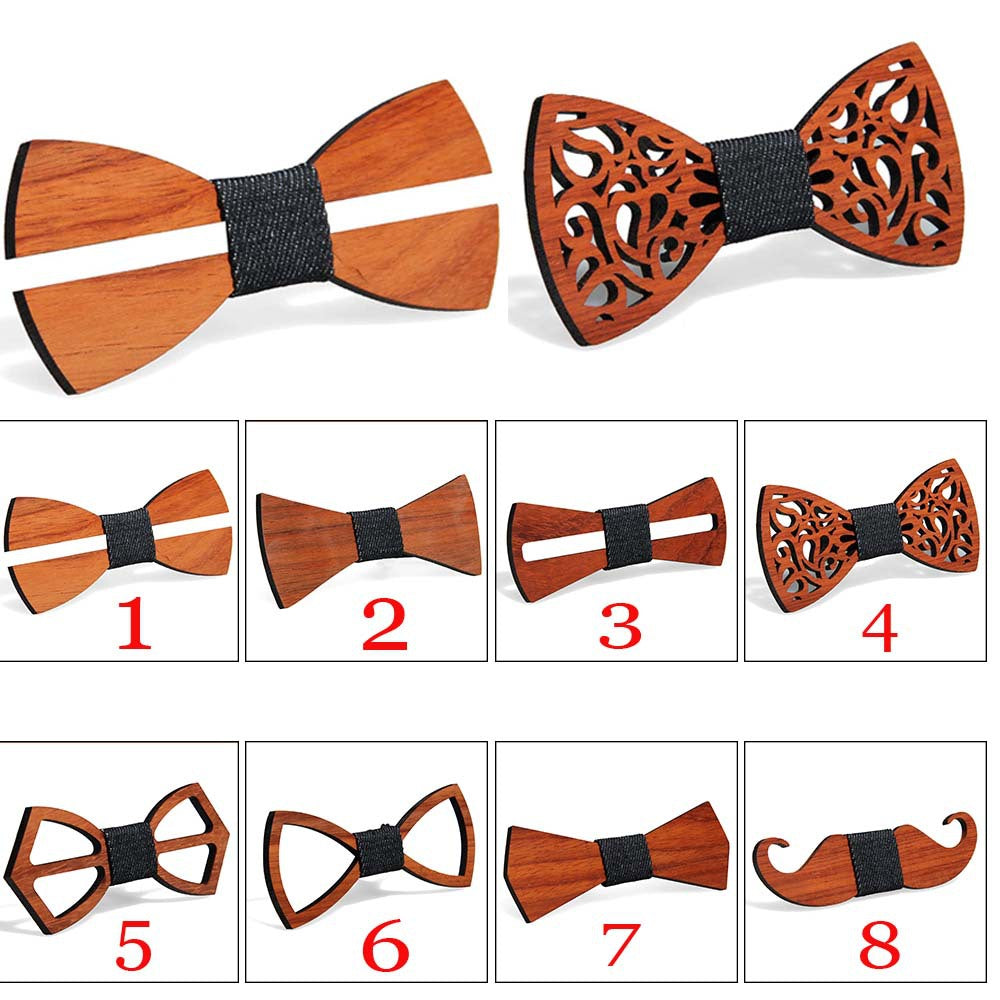 Green hand collar red pear solid wood bow tie