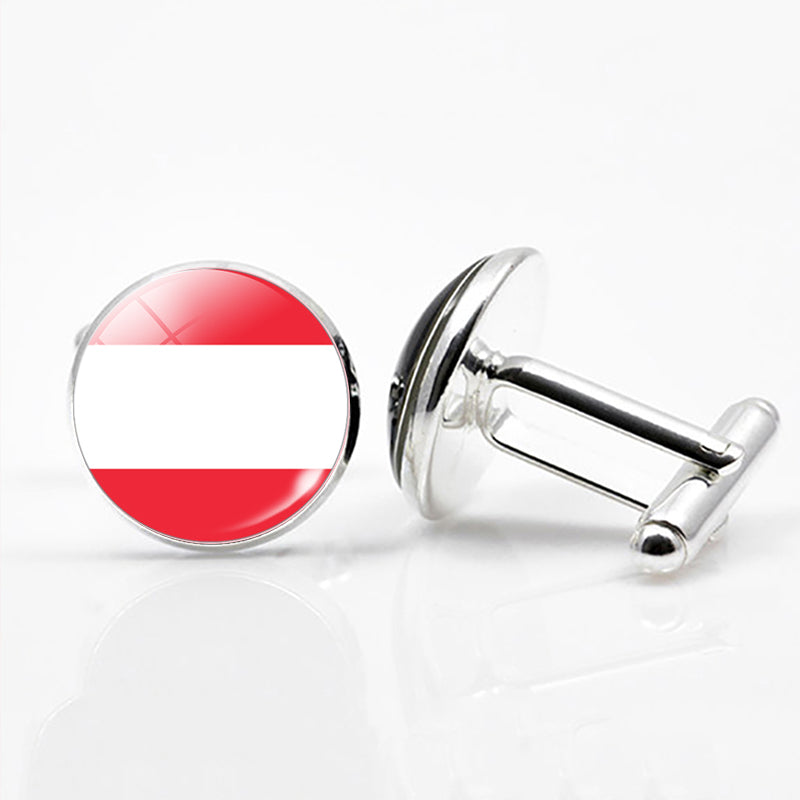 National Flags of the World Series Time Gem Cufflinks Jewelry