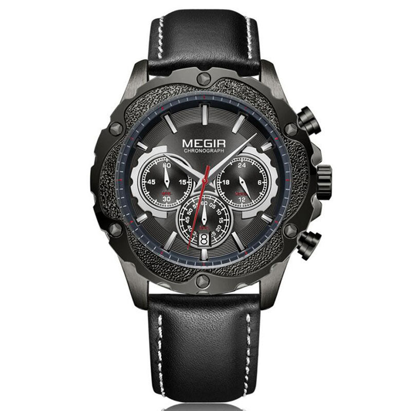 Watch Multifunctional Sports Chronograph Calendar Men&#39;s Watch Quartz Watch