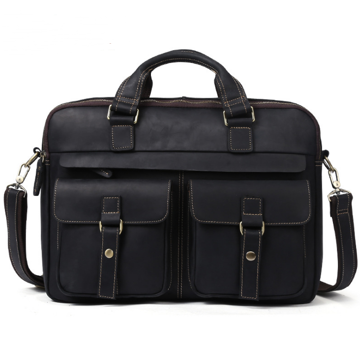 Genuine men&#39;&#39;s bags retro men&#39;&#39;s business bags briefcase cowhide oblique Bag 15.6 inch Laptop Bag