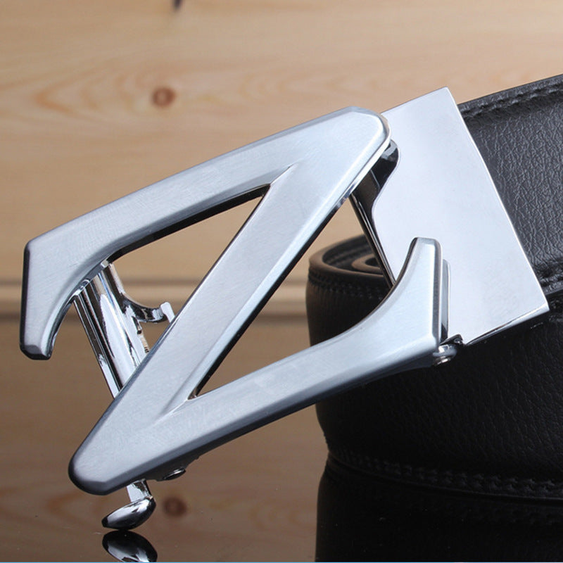 Men&#39;s belt leather automatic buckle Leopard pure leather belt