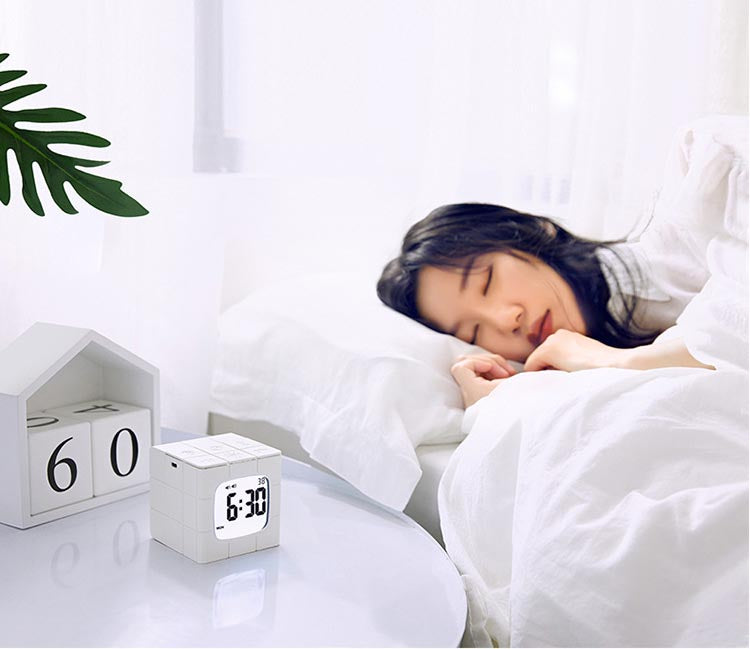 USB Charging Voice Control Alarm Clock Creative Time Rubik&#39;s Cube Model Crafts Home LED Eye Care Night Light Cartoon For Home