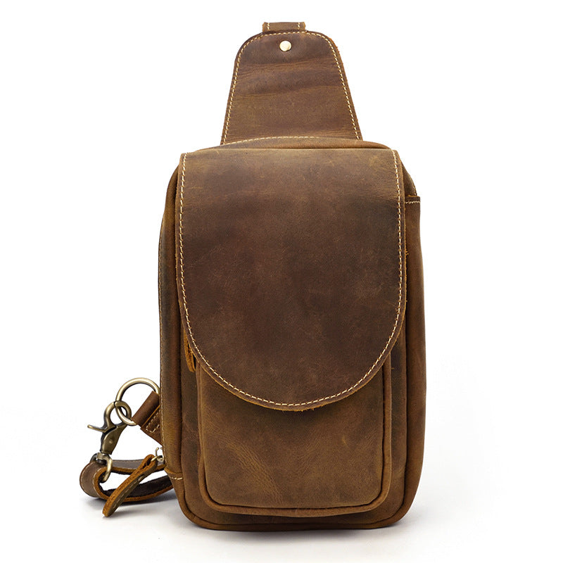 Men&#39;s Leather Chest Sports Shoulder Messenger Bag