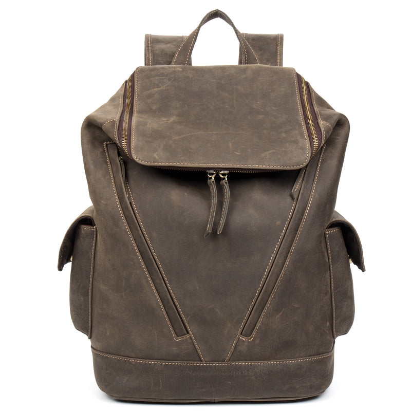 Men&#39;s leather retro cowhide backpack