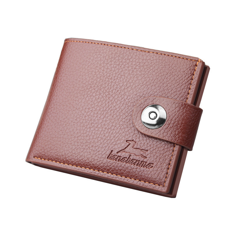 Men&#39;s wallet with a retro short clasp