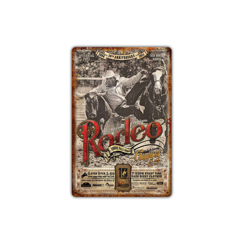 Western cowboy vintage tin painting