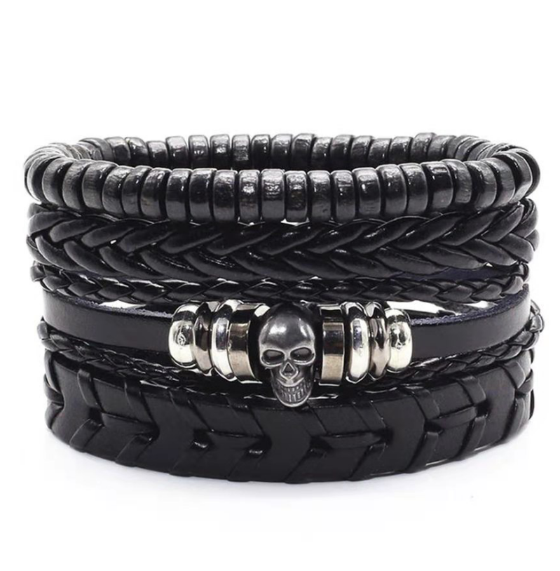Men&#39;s Leather Vintage Braided Bracelet