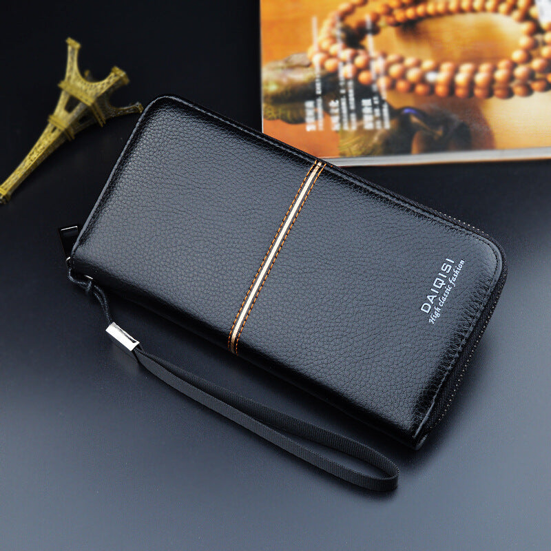 New European and American men&#39;s long purse zipper fashion hand take business leisure men&#39;s wallet foreign trade manufacturers wholesale