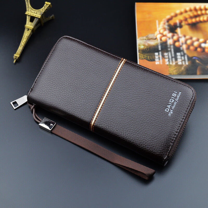 New European and American men&#39;s long purse zipper fashion hand take business leisure men&#39;s wallet foreign trade manufacturers wholesale