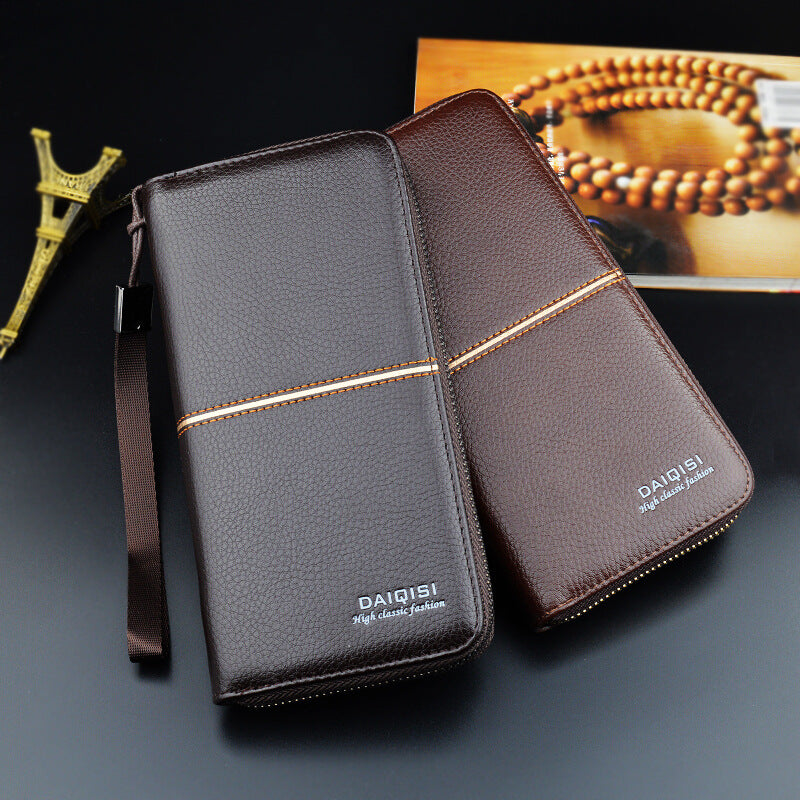New European and American men&#39;s long purse zipper fashion hand take business leisure men&#39;s wallet foreign trade manufacturers wholesale