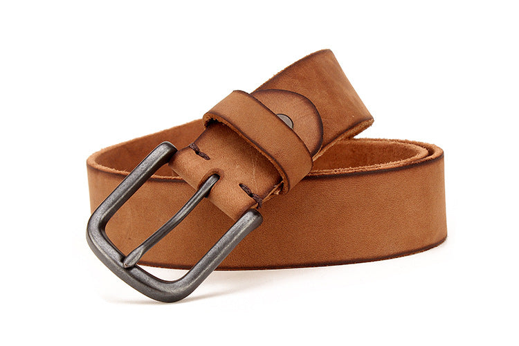 Men&#39;s leather pin buckle belt