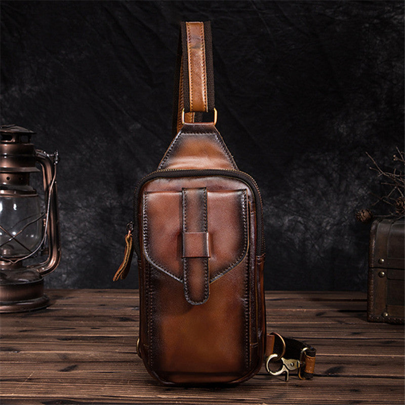 Chest bag double compartment large capacity men&#39;s bag