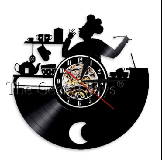 Earphone style vinyl record wall clock