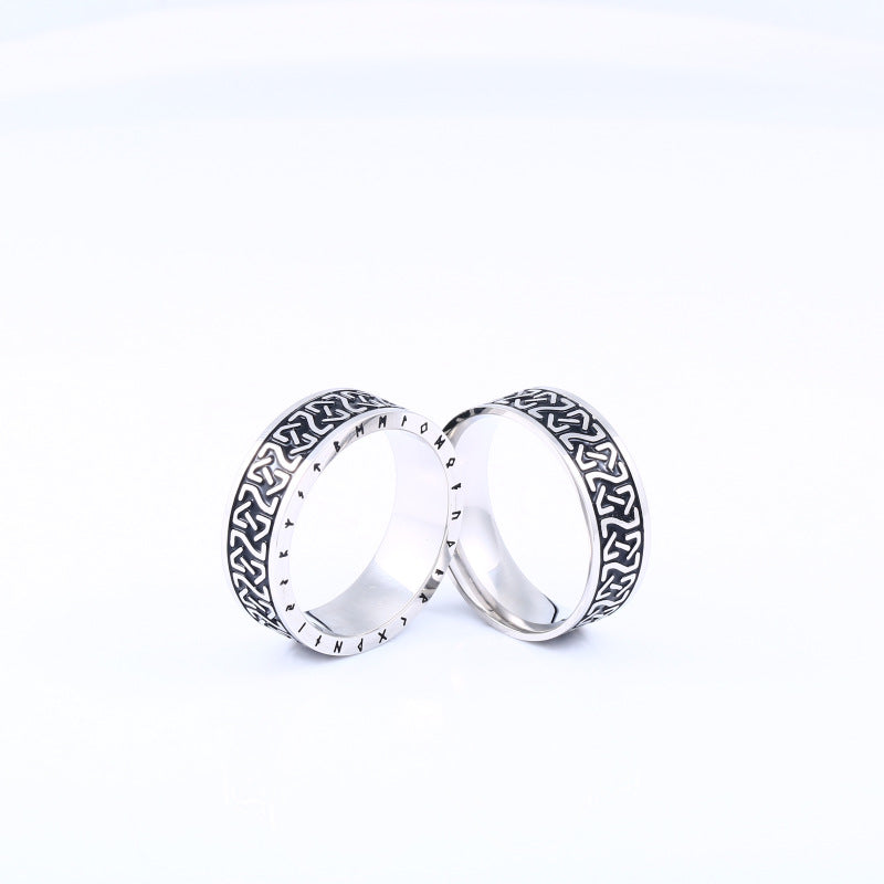 Men&#39;s And Women&#39;s Simple Viking Letter Titanium Steel Ring