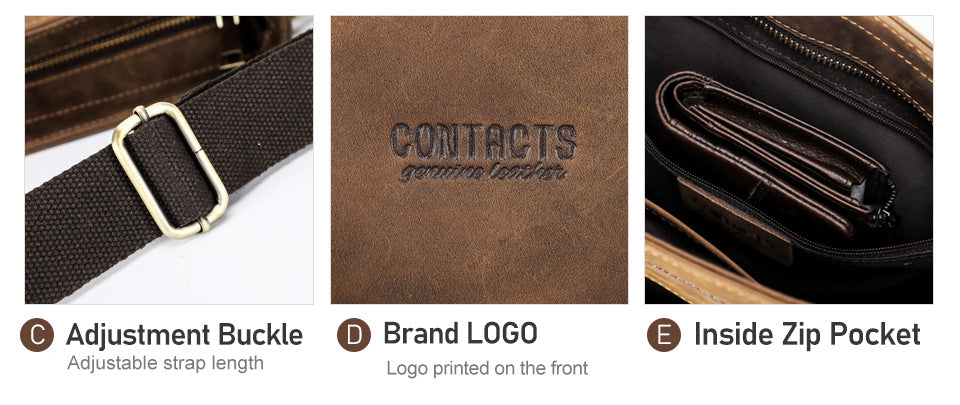 Retro Crazy Horse Leather Trend Men&#39;s One Shoulder