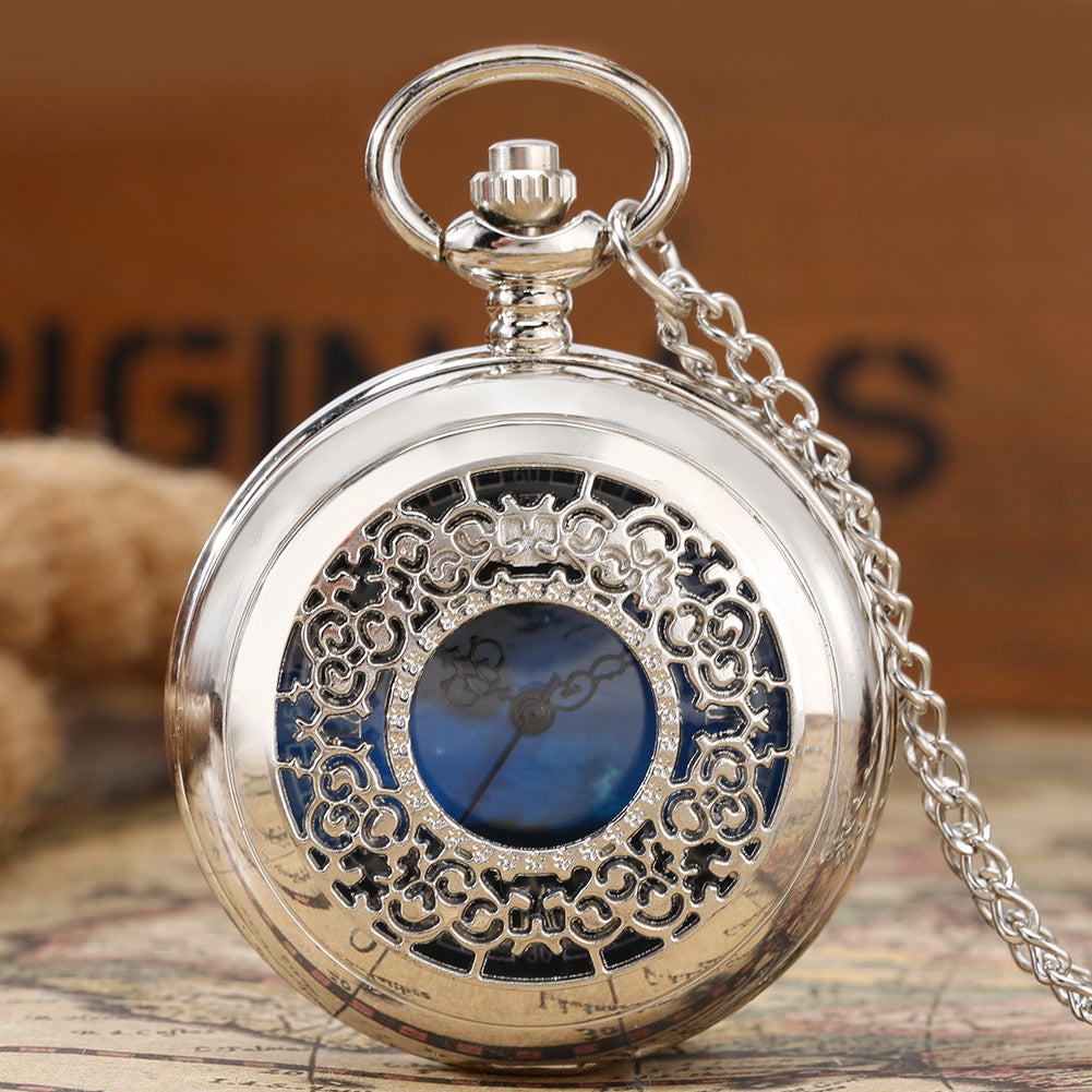 Creative Starry Literal Hollow Pattern Pocket Watch