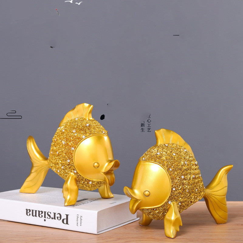 Creative New Chinese Style Light Luxury Goldfish Resin Crafts Decoration Home Decoration Hallway Wine Cabinet Model Room Decoration