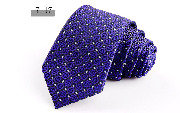 New Men&#39;s 7cm Striped Business Formal Tie