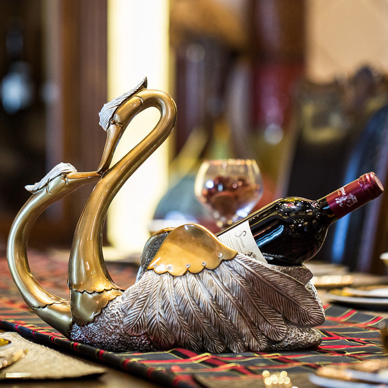 Wedding Gift European Style Swan Wine Rack Decoration