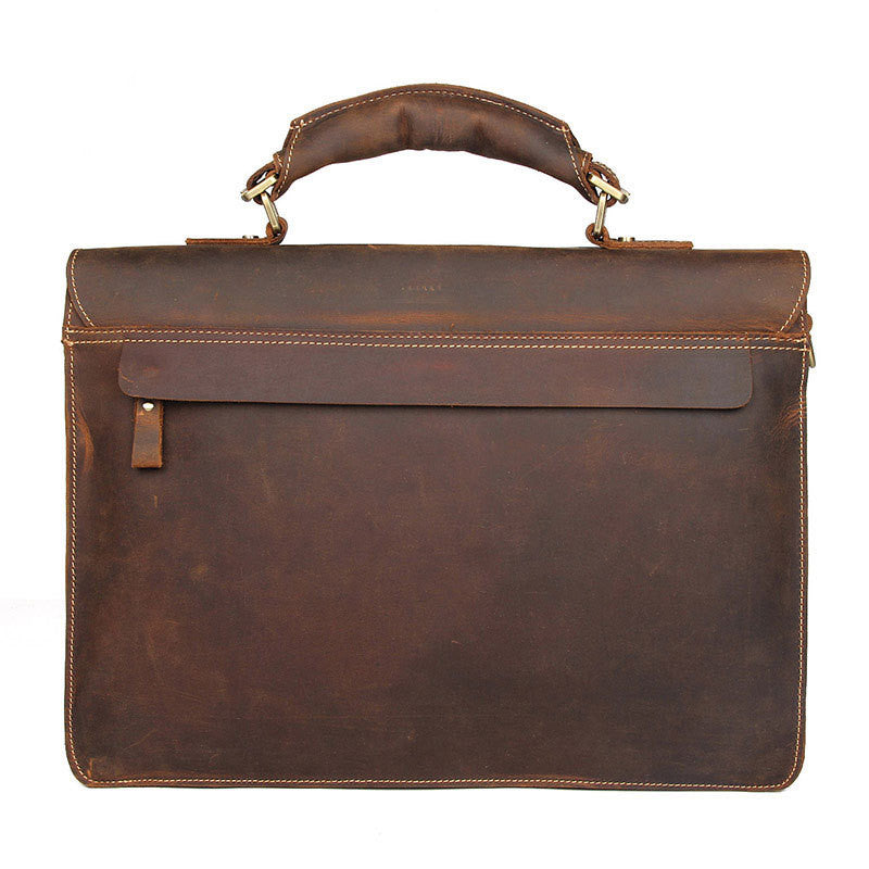 Leather Handbag Vintage Crazy Horse Leather Men&#39;s Briefcase