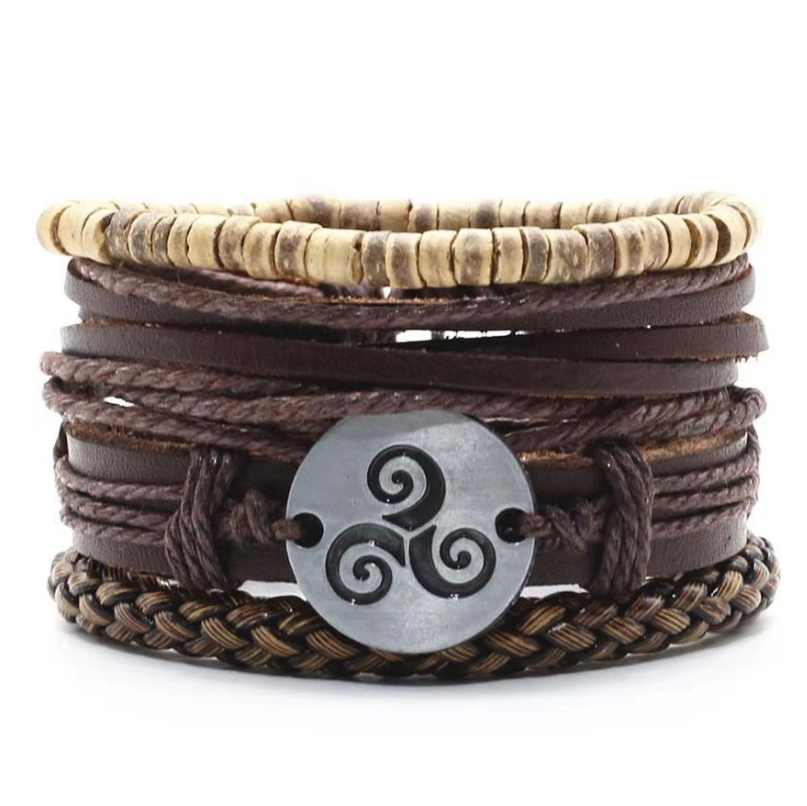 Men&#39;s Leather Vintage Braided Bracelet