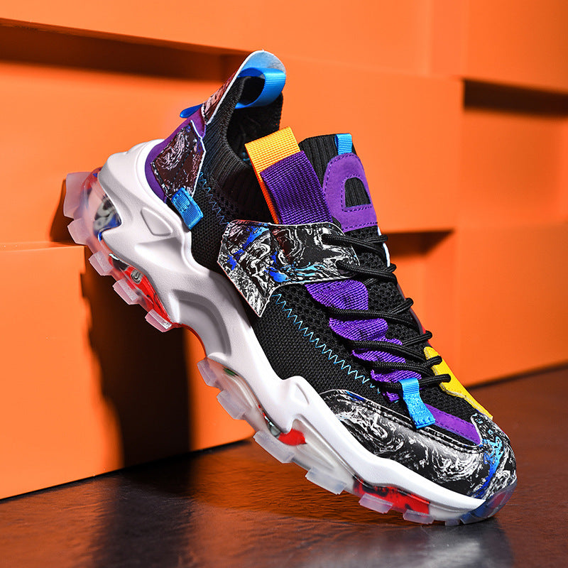 Breathable Fly Woven Mesh Shoes Men&#39;s Daddy Shoes Popcorn Running Sneakers