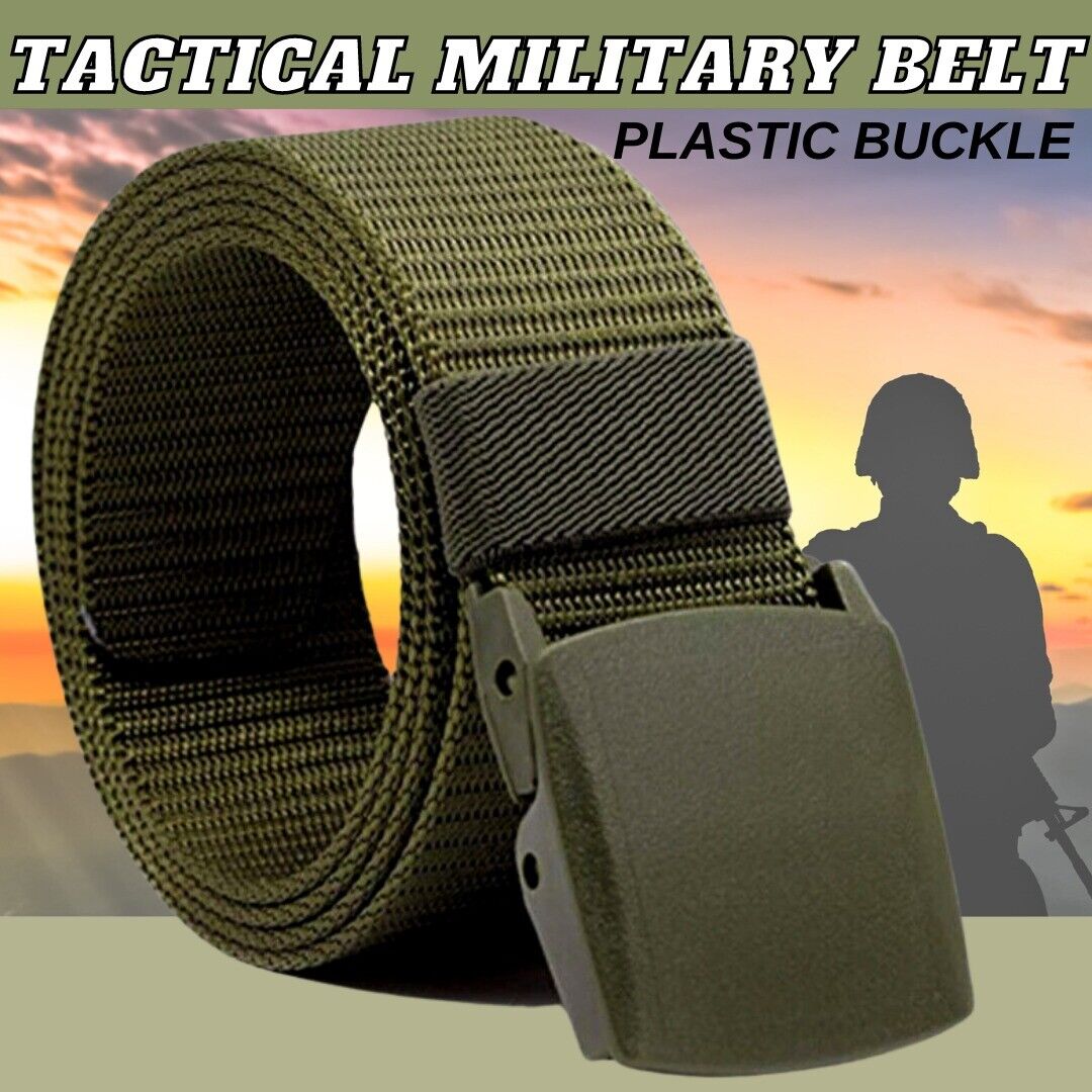 Men&#39;s Plastic Cam Buckle Nylon Canvas Tactical Waistband Webbing Military Belt
