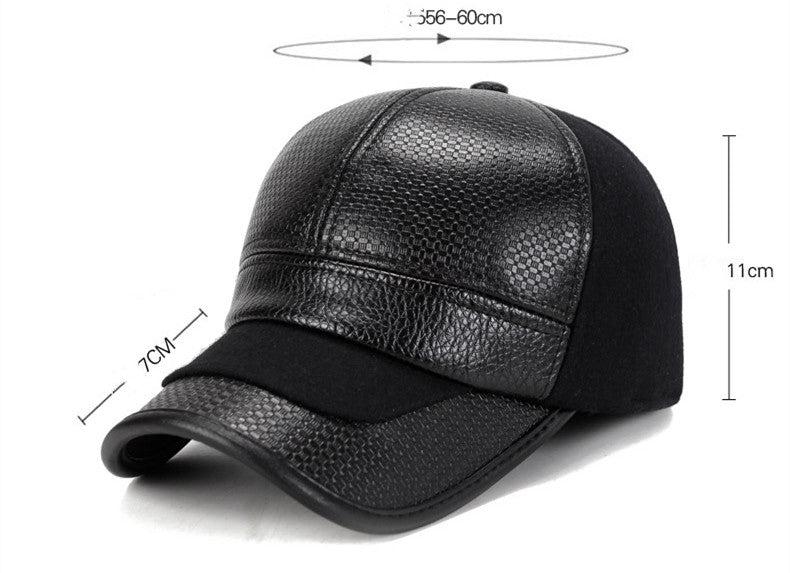 Winter Middle-aged And Elderly Leather Baseball Cap