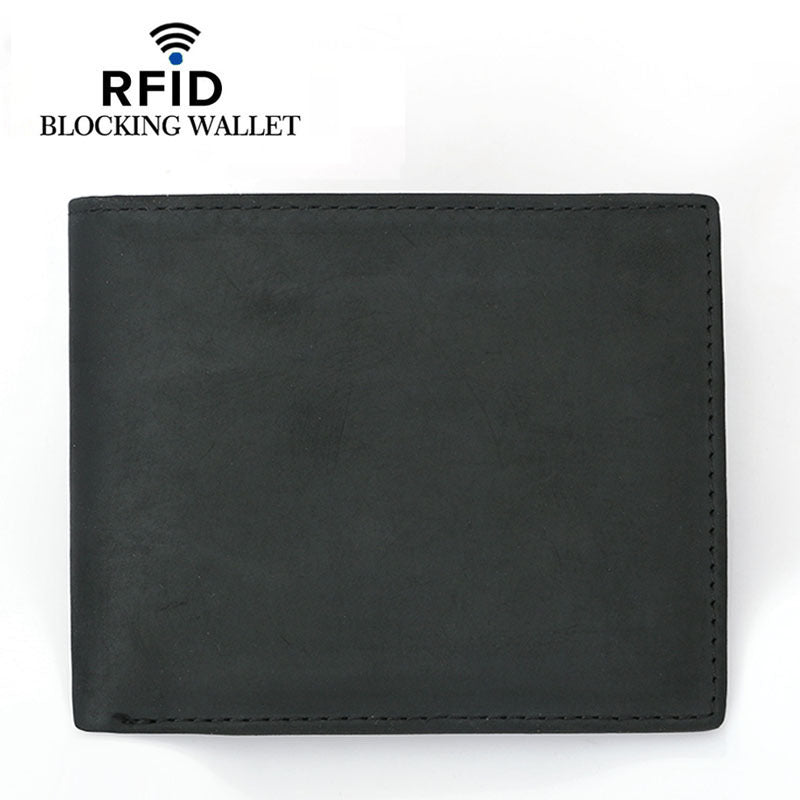 RFID Leather Bifold Retro Men&#39;s Wallet