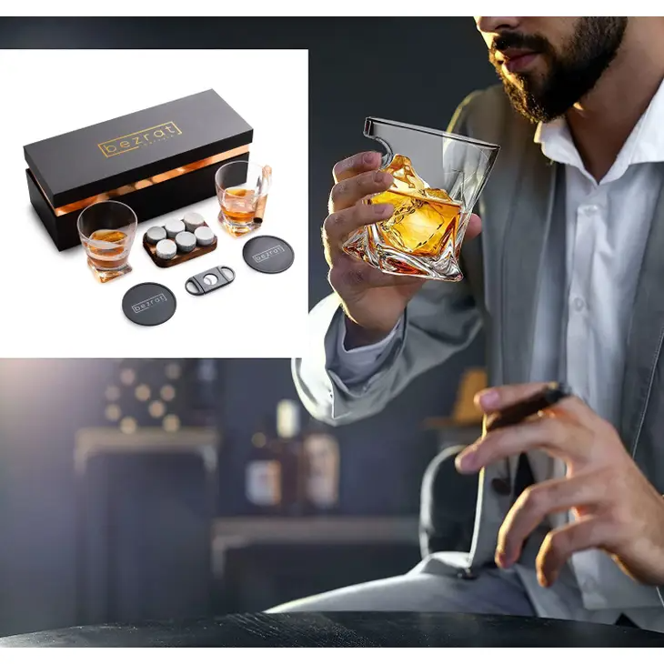 Whiskey Glasses and Accessories - 12 Pieces in Gift Box
