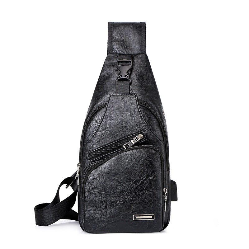 Casual Fashion Men&#39;s USB Charging Chest Bag