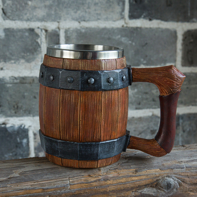 New Wooden Barrel Beer Mug Creative Large-capacity Bar Water Cup