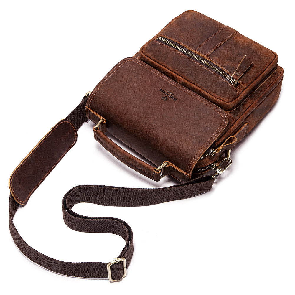 Leather Shoulder Bag Retro Men&#39;s Cowhide Messenger Bag Large Capacity Men&#39;s Leather Briefcase