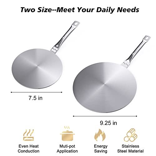 Heat Diffuser Simmer Ring Plate, Stainless Steel With Stainless Handle, Induction Adapter Plate For Gas Stove Glass Cooktop Converter, Flame Guard Induction Hob Pans, 7.5Inch &amp; 8Inch &amp; 9.25 Inch