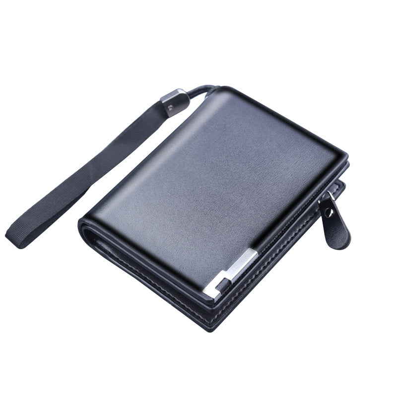 Men&#39;s Zipper Wallet Men&#39;s Large Capacity Three Fold