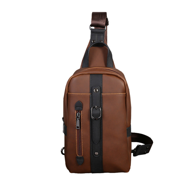 Men&#39;s leather retro chest bag