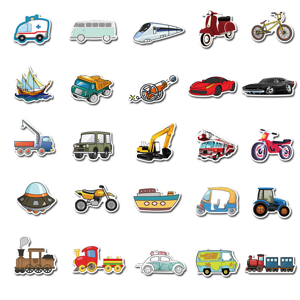 40 Cartoon Car Excavator And Other Vehicles Graffiti Stickers Luggage Laptop Waterproof Stickers