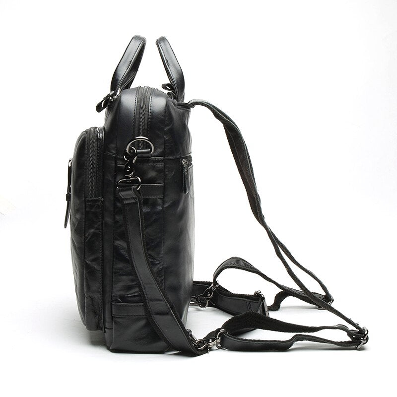 Genuine leather men&#39;s backpack