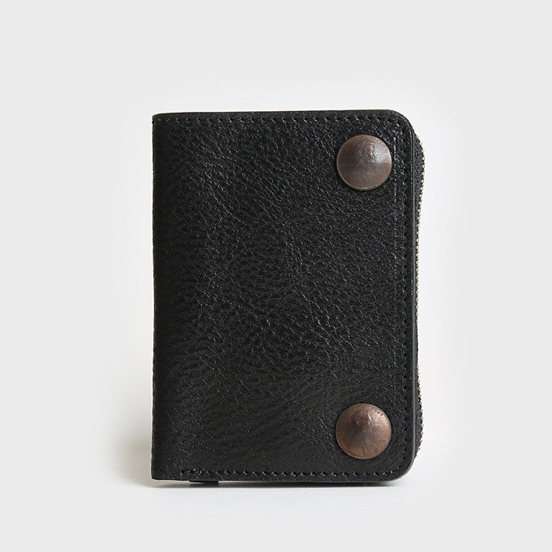 Men&#39;s High-end Short Wallet Buckle Top Layer Cowhide