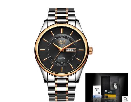 Fashion trend business waterproof steel belt watch men&#39;s multi-function luminous