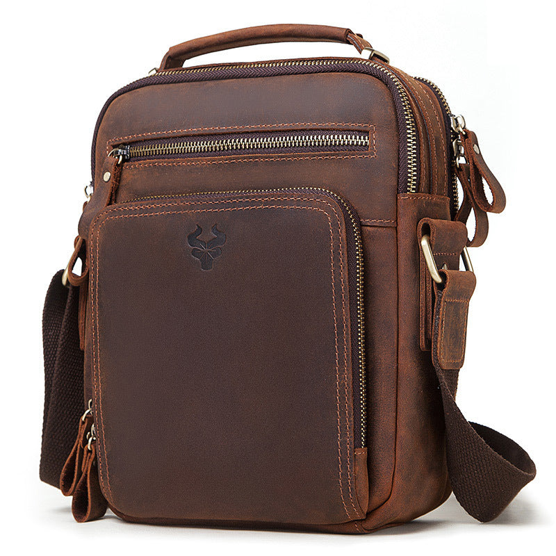 Men&#39;s Leather Single-shoulder  Crazy Horse Leather Crossbody Bag