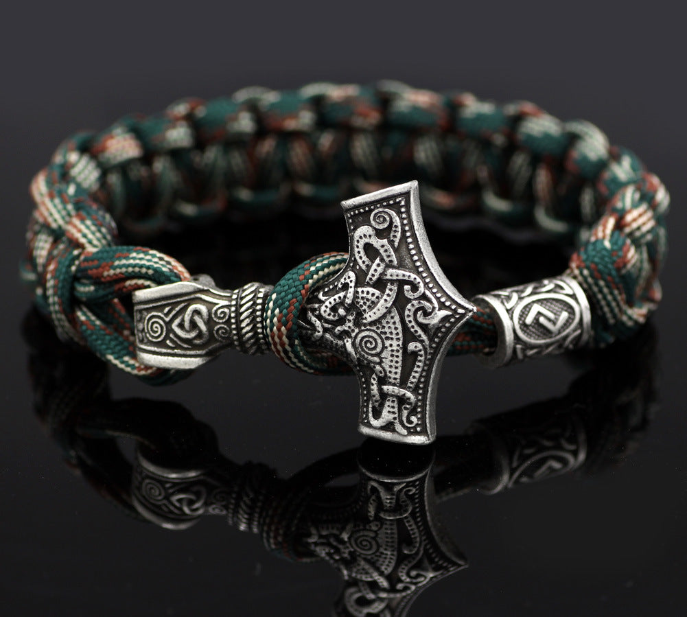 Vintage Thor&#39;s Hammer Braided Bracelet