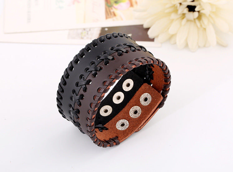 Vintage punk leather bracelet