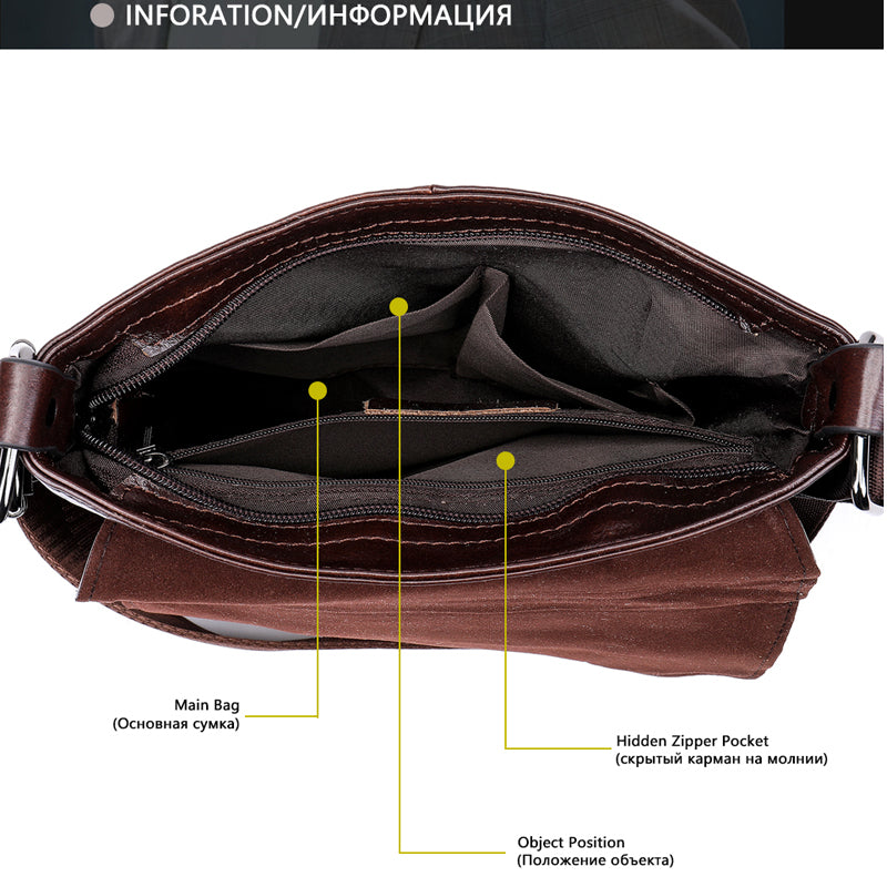 Head layer cowhide shoulder bag