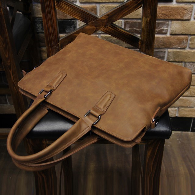 Crazy Horse Leather Men&#39;s Handbag